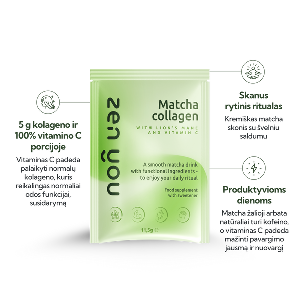 ZENYOU Matcha Collagen su Liūto karčių grybu ir vitaminu C