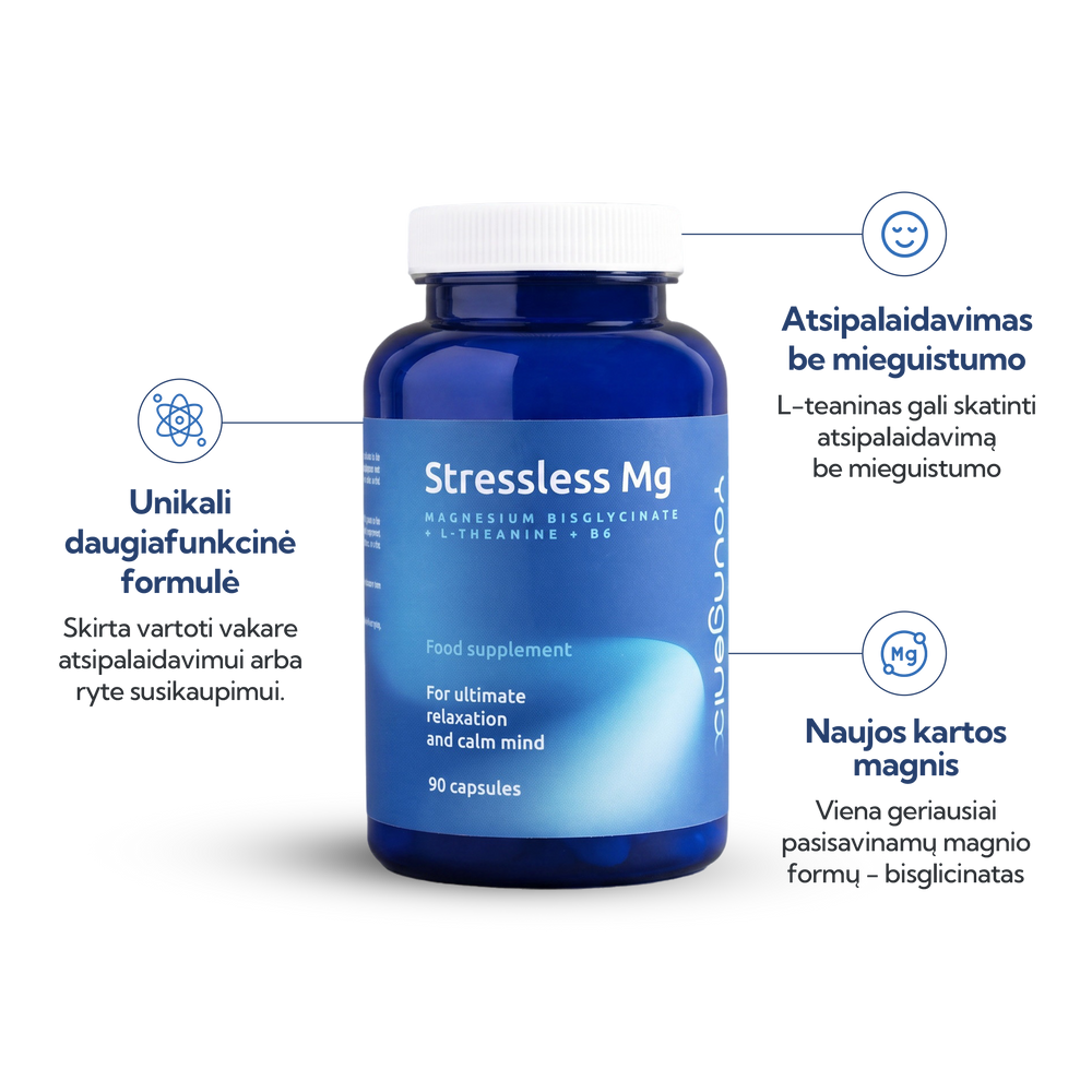 StressLess Magnio bisglicinatas + L-teaninas + vit. B6