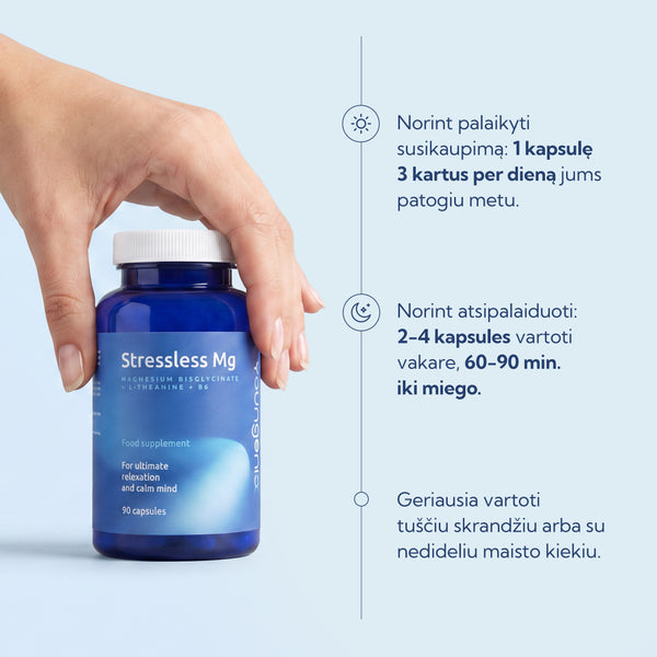 StressLess Magnio bisglicinatas + L-teaninas + vit. B6