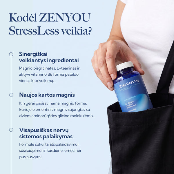 StressLess Magnio bisglicinatas + L-teaninas + vit. B6