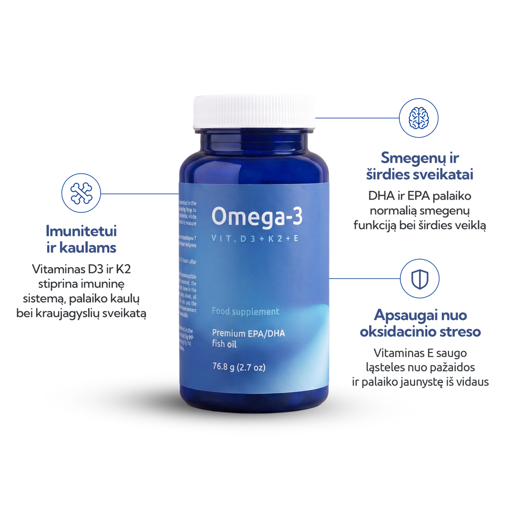 Premium omega-3 + vit. D3, K2, E