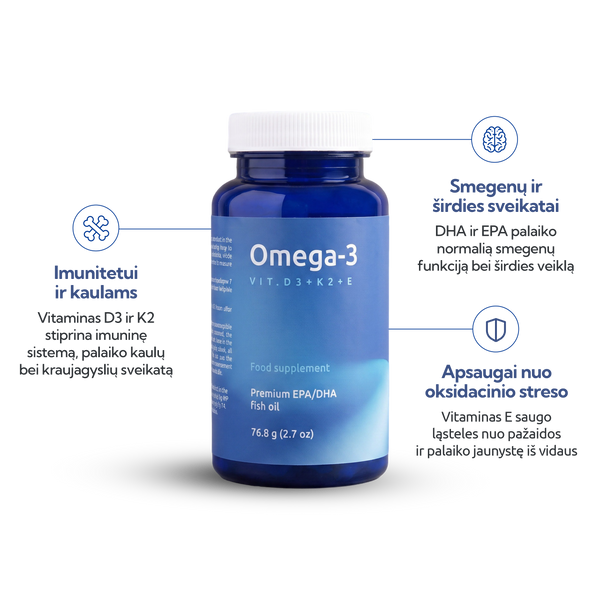 Premium omega-3 + vit. D3, K2, E