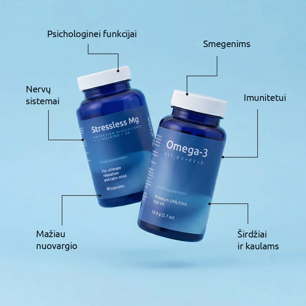 ZENYOU TOP papildų duetas: StressLess ir Premium omega-3